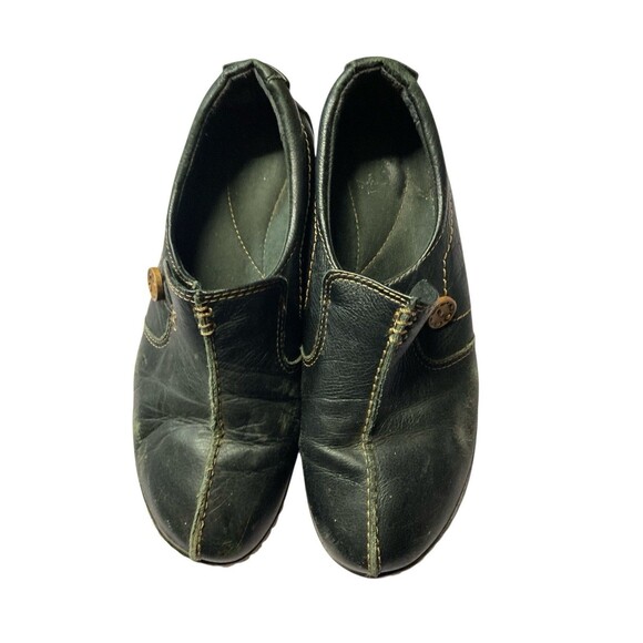 Clarks Bendables Black Leather Slip On Loafer Shoes Size 8.5 M Top Stitch Button - Picture 1 of 4